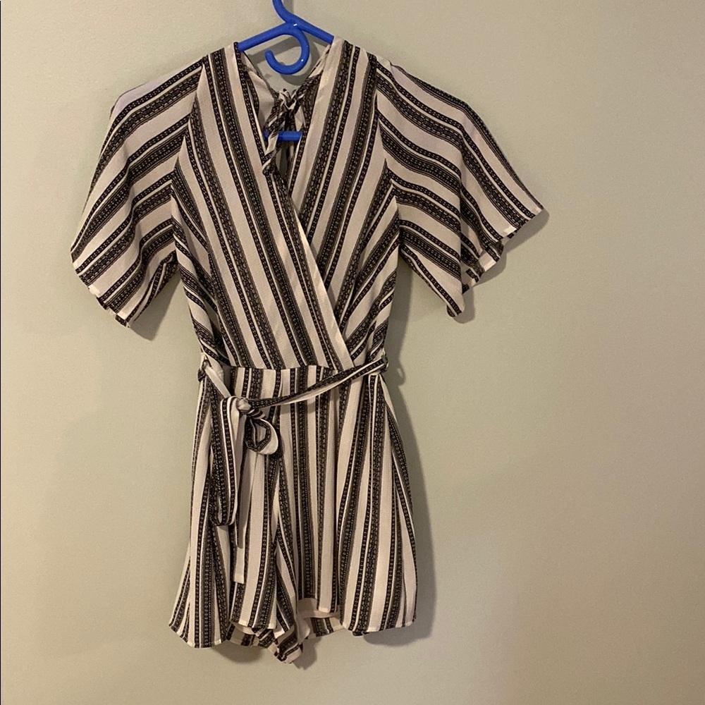 Striped Romper - Black and White